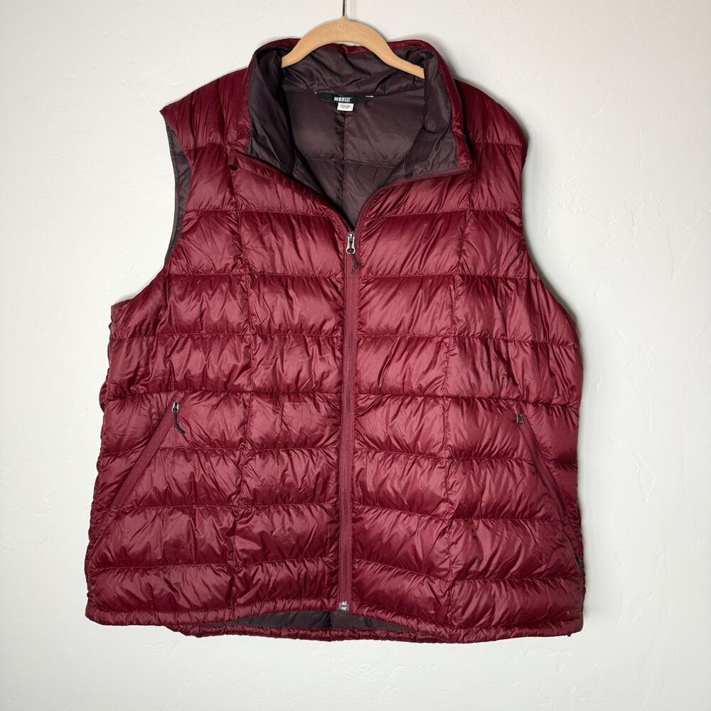 REI Co op 650 Down Vest Mens 3XL Burgundy Maroon Puffer Gilet Full Zip Big Tall